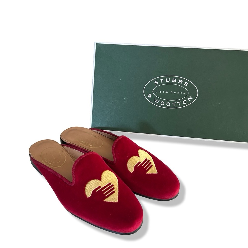 NWT Stubbs & Wootton Red Velvet Women’s Loafers